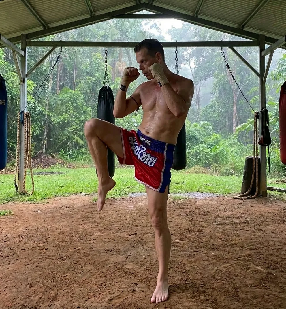 Muay Thai pad work in the Daintree